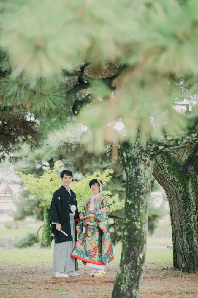 鴨川のほとりの木々の中で