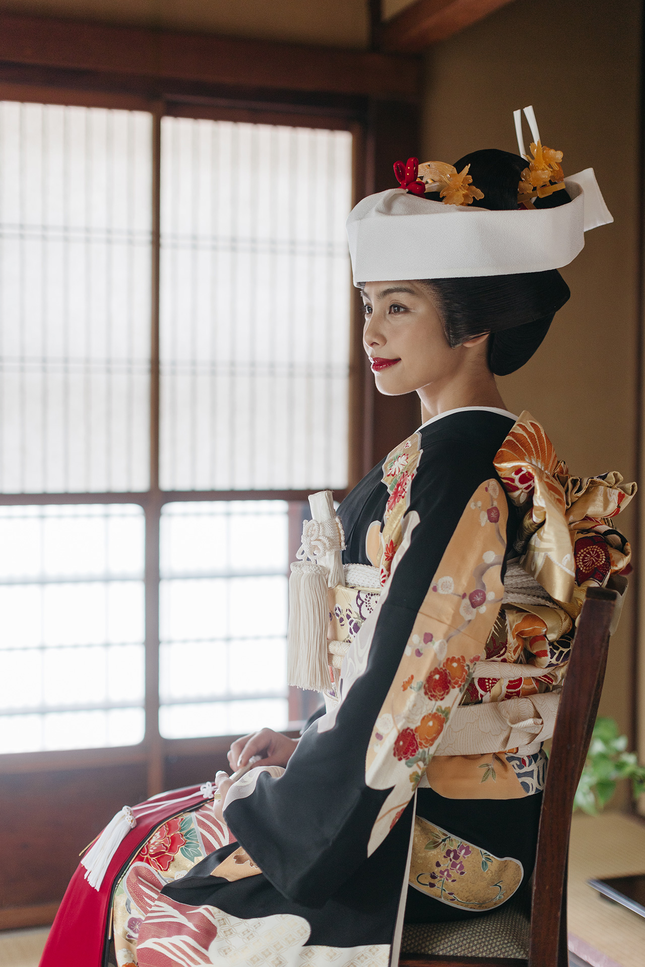 黒引き振袖×角隠しの花嫁（2023.09.05） | 京都町家写真館