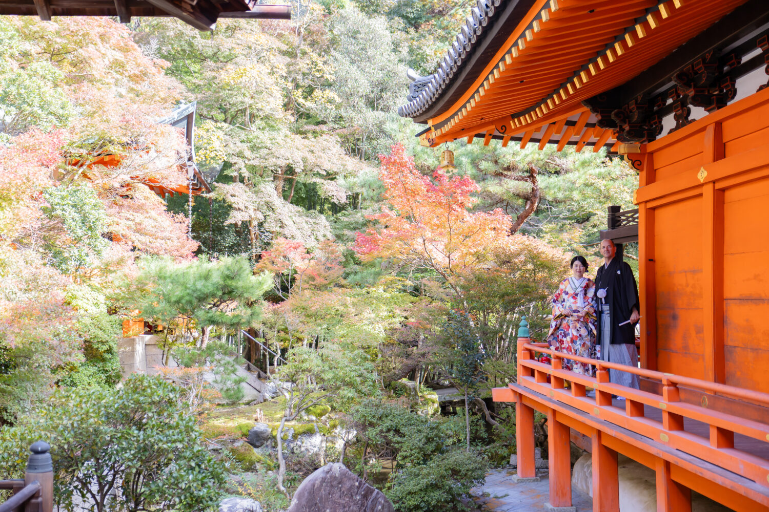 毘沙門堂でのインターナショナルな和のフォトウェディング